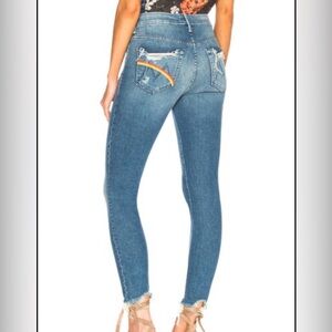 MOTHER Denim Looker High Waisted Ankle Chew with Rainbow Accent Sz 25